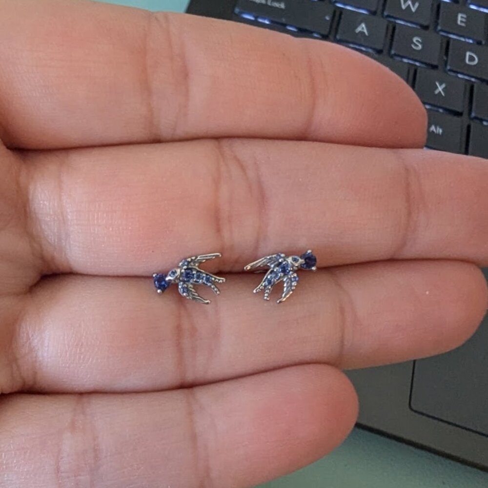 Pandora Swallow Silver Stud Earrings